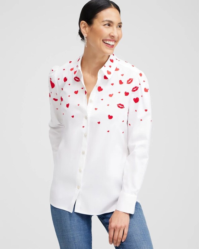 Embroidered Hearts Shirt - image 2